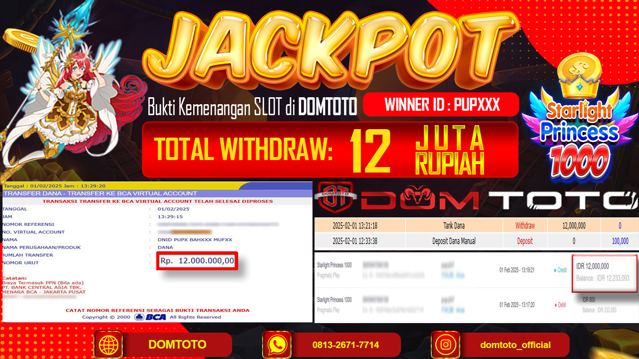 JACKPOT SLOT STARLIGHT PRINCESS 1000 1 FEBRUARI 2025